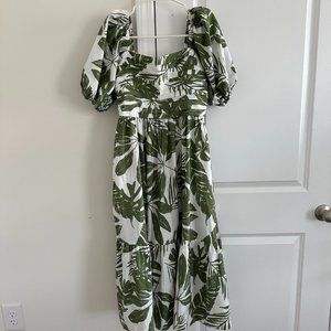 NWT Abercrombie Emerson Poplin Puff Sleeve Midi Dress